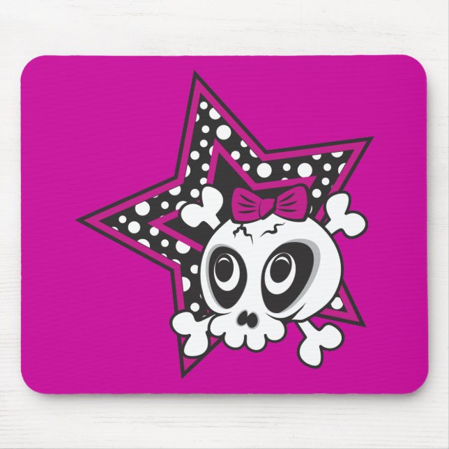 Girlie Emo Skull Mouse Pad (Front)