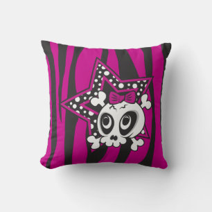 Girlie Emo Skull Throw Pillow