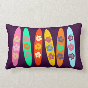 Girlie Flowered Surfboards Lumbar Pillow