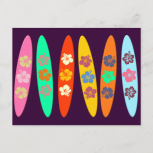 Girlie Flowered Surfboards Postcard