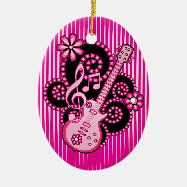 Girlie Guitar Ceramic Ornament (Front)