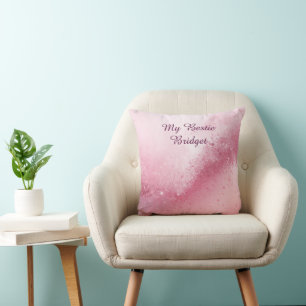 Girlie Pink Feminine abstract marble Sparkle Dust Throw Pillow