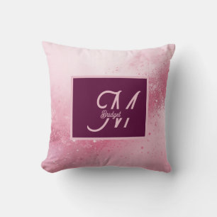 Girlie Pink Feminine abstract marble Sparkle Dust Throw Pillow