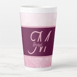 Girlie Pink Feminine Glitter Abstract gradient Latte Mug