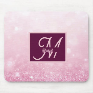 Girlie Pink Feminine Glitter Abstract gradient  Mouse Pad