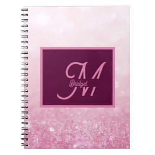 Girlie Pink Feminine Glitter Abstract gradient  Notebook
