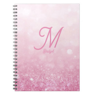 Girlie Pink Feminine Glitter Abstract gradient  Notebook