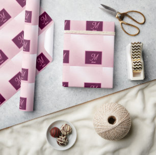 Girlie Pink Feminine Soft Sparkle Ombre monogram Wrapping Paper