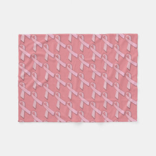 Girlie Pink Ribbons Tiled Pattern Fleece Blanket