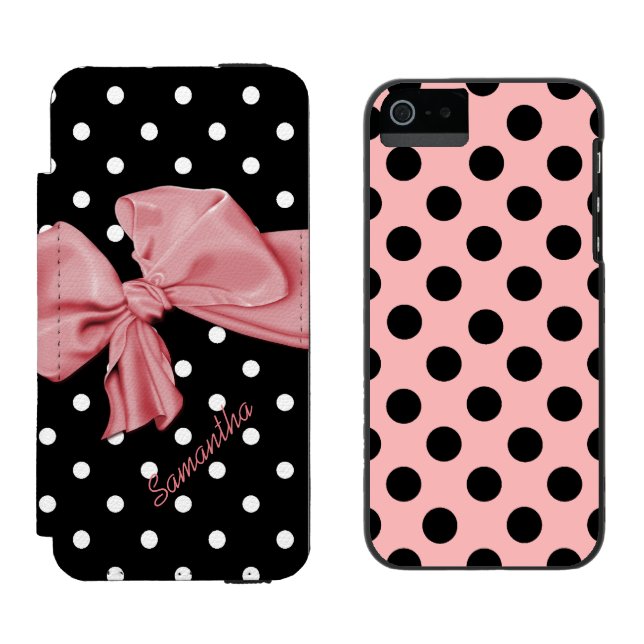 Girlie Polka Dots iPhone 5S Wallet Case Incipio iPhone Wallet Case (Side by Side)