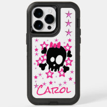 Girlie White Black Skull iPhone 14 Pro Max Coque