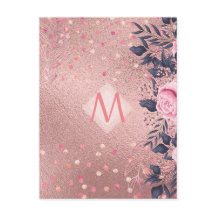 Girliest Ever ROSEGOLD Blue Pink Floral MONOGRAM