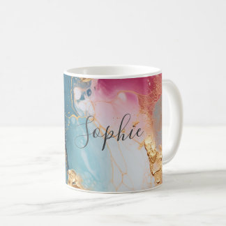 Girlish Pink, Turquoise and Gold Foil  Coffee Mug