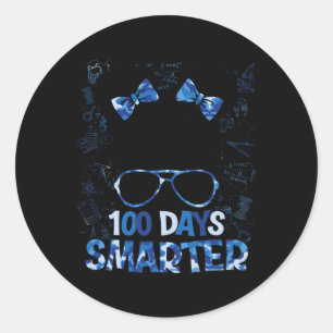 Girls 100 Days Smarter Messy Bun Hair 100th Day Of Classic Round Sticker