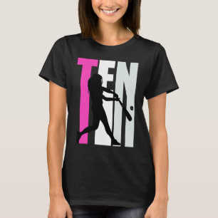 Girls 10th Baseball Birthday Pink Softball Queen B T-Shirt