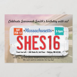 Girl's 16th Birthday Massachusetts Invite