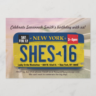 Girl's 16th Birthday New York License Invitation