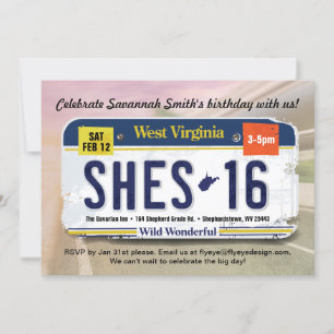 Girl's 16th Birthday West Virginia License Invite