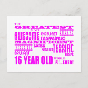 Girls 16th Birthdays : Pink Greatest 16 Year Old Postcard