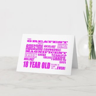 Girls 18th Birthdays : Pink Greatest 18 Year Old Card