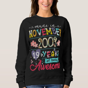 Girls 19th Birthday Floral Gift for Girls Born in Sweatshirt
