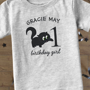 Girls 1st Birthday Cute Kitty Cat Age Baby T-Shirt