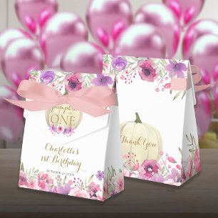 Girls 1st Birthday Little Pumpkin Pink Floral Favor Box