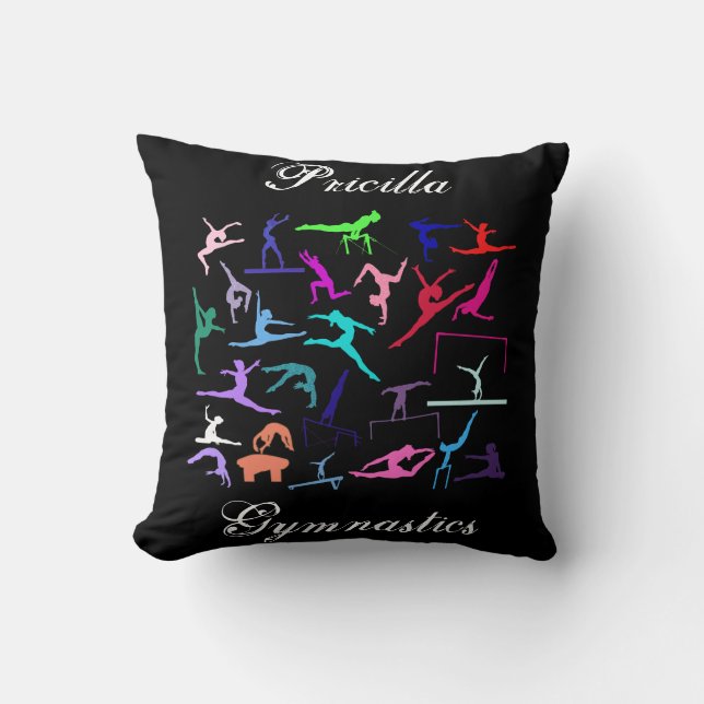 Girls 25 Gymnastics Poses Personalized   Throw Pillow (Front)