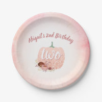 Girls 2nd Birthday Rose Gold Glitter Pumpkin