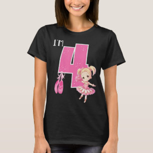 Girl's 4 Year Old Ballerina 4th Birthday Ballet Da T-Shirt