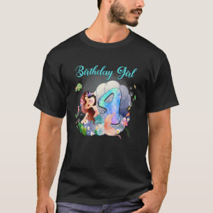 Girls 4Th Birthday Cute Mermaid Is 4 Years Old Cos T-Shirt
