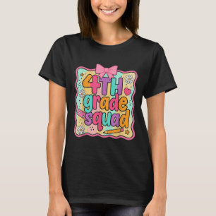 Girls 4th Grade Squad Coquette Preppy Back To Scho T-Shirt