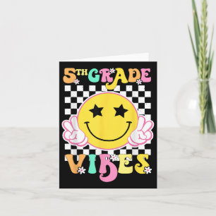 Girls 5th Grade Vibes Smile Face Back To School Fi Card