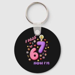 Girls 6 7 Old 7th Birthday Keychain
