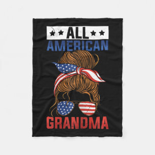 Girls All American Grandma 4th Of July  Fleece Blanket