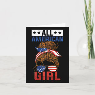 Girls American Flag All American Girl 4th Of July Card