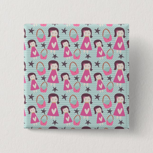 Girls and Handbags 2 Inch Square Button (Front)