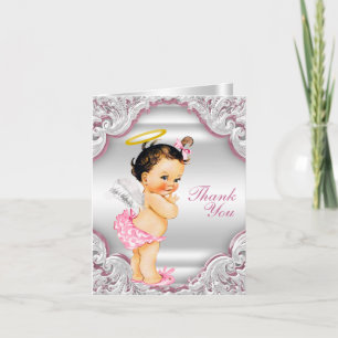 Girls Angel Baptism Thank You Card