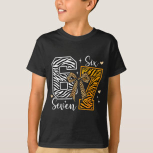 Girls animal print clothes six seven kids 67 meme T-Shirt