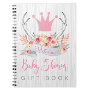 Girls Antler Baby Shower Guest Gift Book