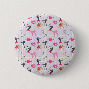 Girls Archery - Girly Hearts and Makeup 2 Inch Round Button