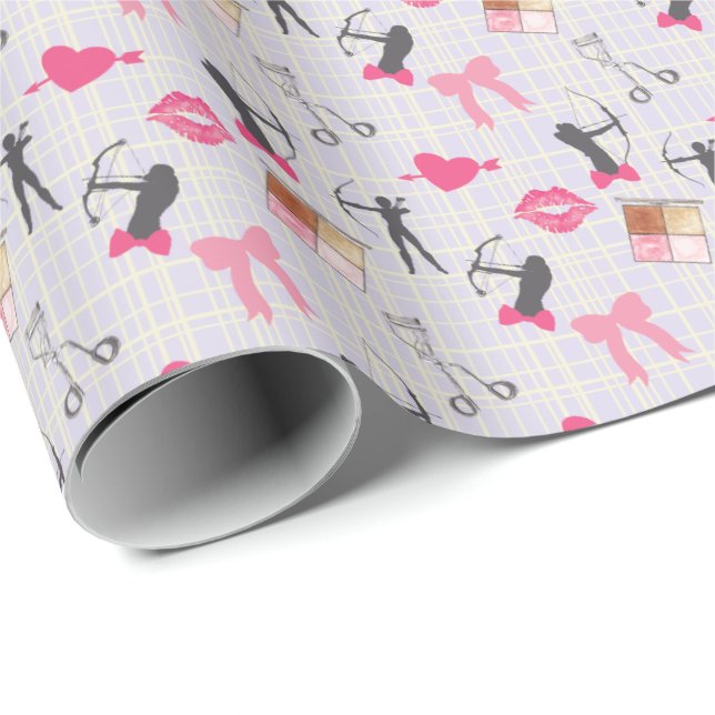 Girls Archery - Girly Hearts and Makeup Wrapping Paper (Roll Corner)