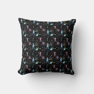 Girls Archery - Girly Hearts Stars Archer Throw Pillow
