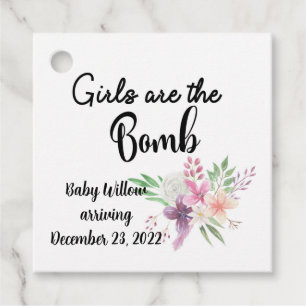 Girls are the bomb, Baby arriving favour tag