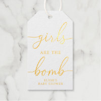 Girls Are The Bomb Gold Foil Favour Gift Tag