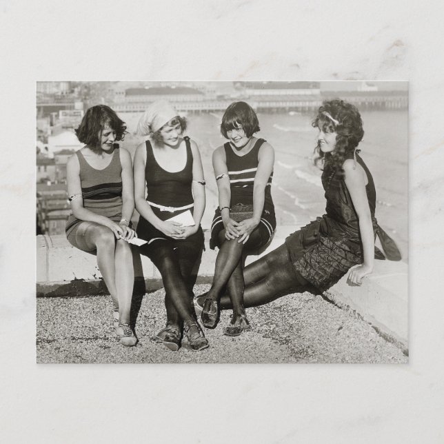 Girls at Atlantic City Beach, 1922 Postcard (Front)