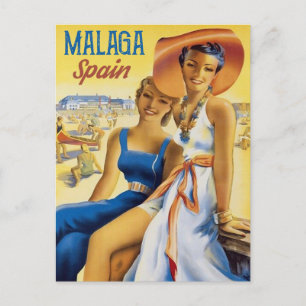 Girls at Malaga Beach, Spain Postcard
