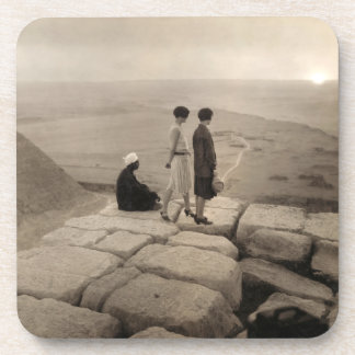 Girls Atop Khufu Pyramid in Egypt Sunrise 1920 Coaster