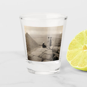 Girls Atop Khufu Pyramid in Egypt Sunrise 1920 Shot Glass