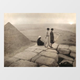 Girls Atop Khufu Pyramid in Egypt Sunrise 1920 Window Cling